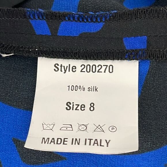 Étienne Aigner Sleeveless Silk Blouse Top Blue Black  Size Various - Picture 12 of 12